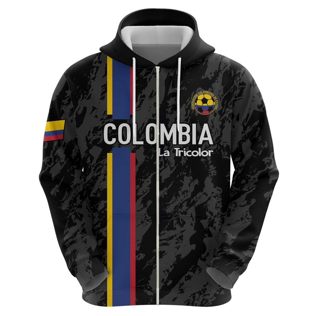 Custom Colombia Football Hoodie 2024 Vamos La Tricolor - Black LT14