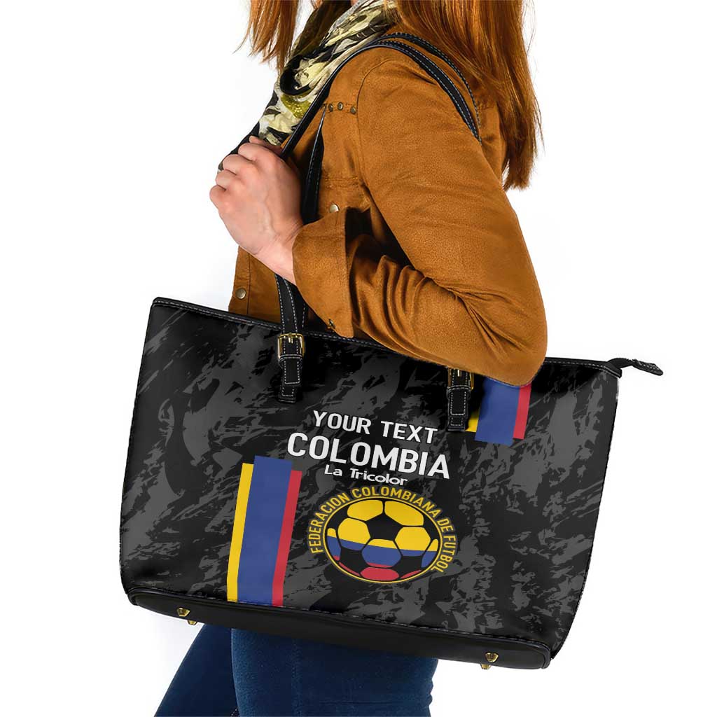 Custom Colombia Football Leather Tote Bag 2024 Vamos La Tricolor - Black LT14