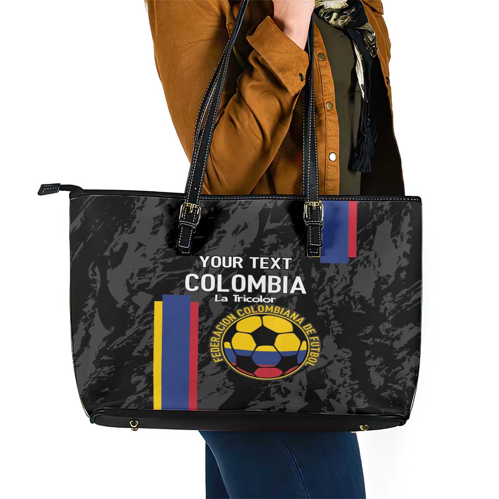 Custom Colombia Football Leather Tote Bag 2024 Vamos La Tricolor - Black LT14