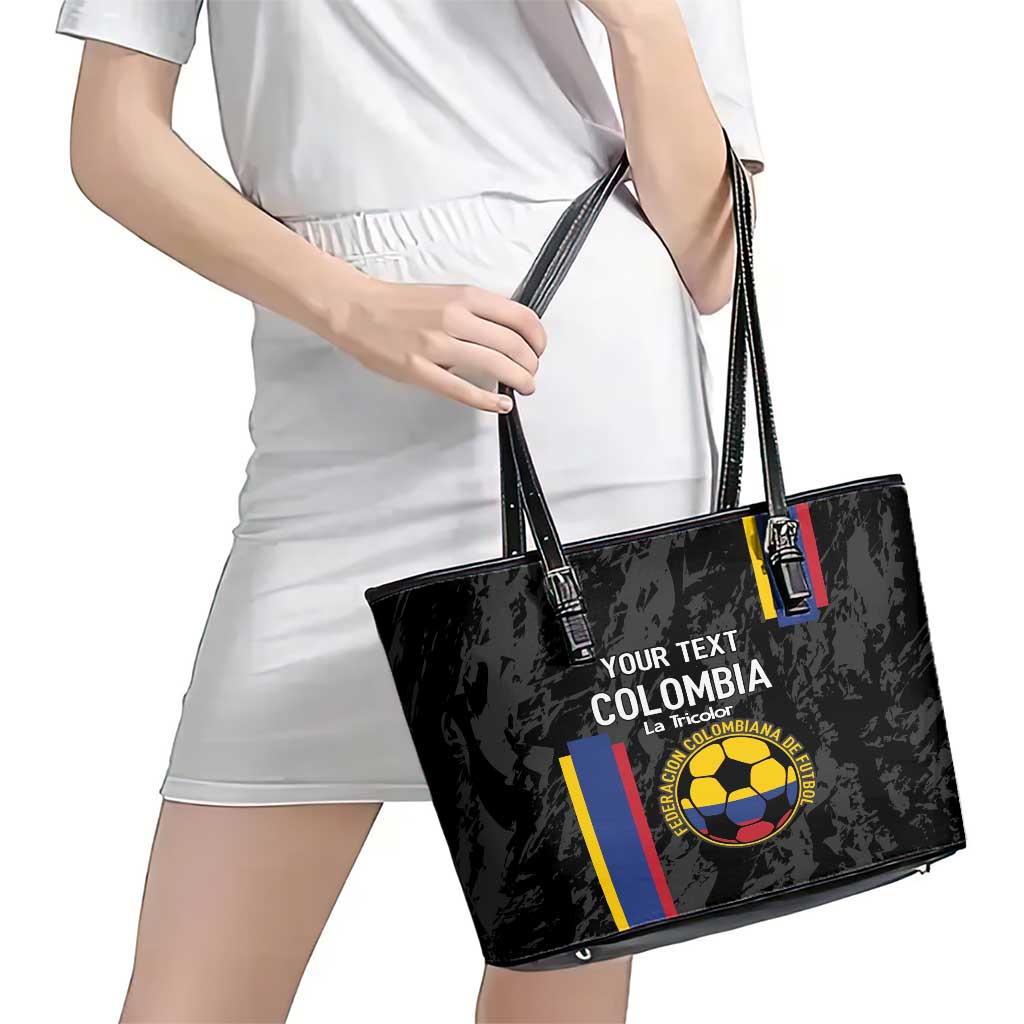 Custom Colombia Football Leather Tote Bag 2024 Vamos La Tricolor - Black LT14