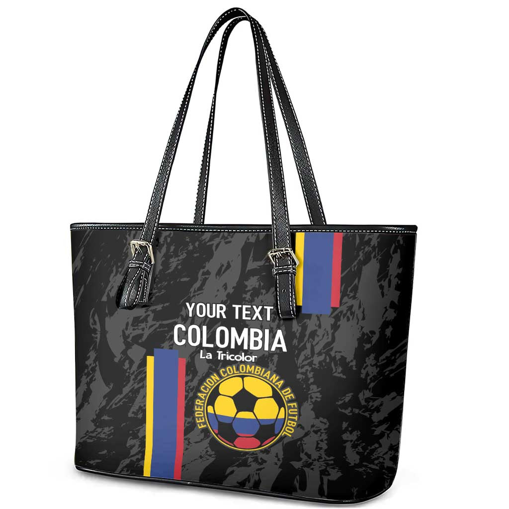 Custom Colombia Football Leather Tote Bag 2024 Vamos La Tricolor - Black LT14