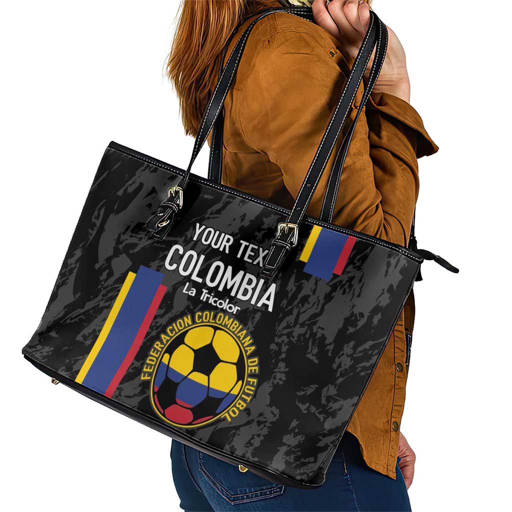Custom Colombia Football Leather Tote Bag 2024 Vamos La Tricolor - Black LT14
