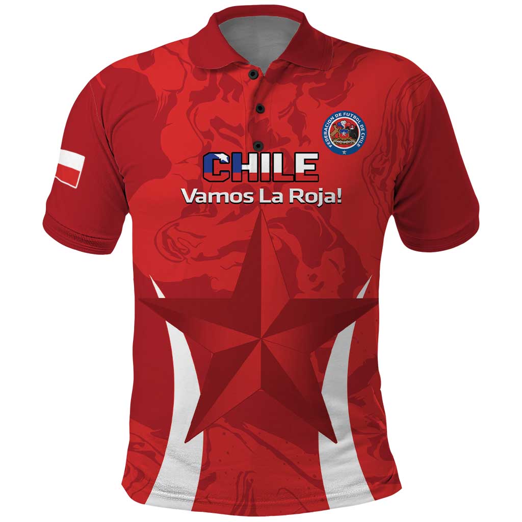 Custom Chile Football Polo Shirt 2024 Vamos La Roja - Red LT14