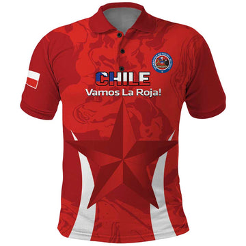 Custom Chile Football Polo Shirt 2024 Vamos La Roja - Red LT14