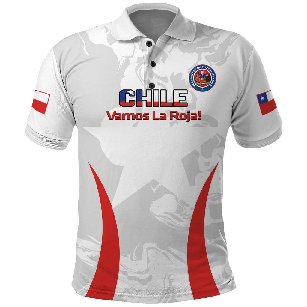 Custom Chile Football Polo Shirt 2024 Vamos La Roja - White LT14