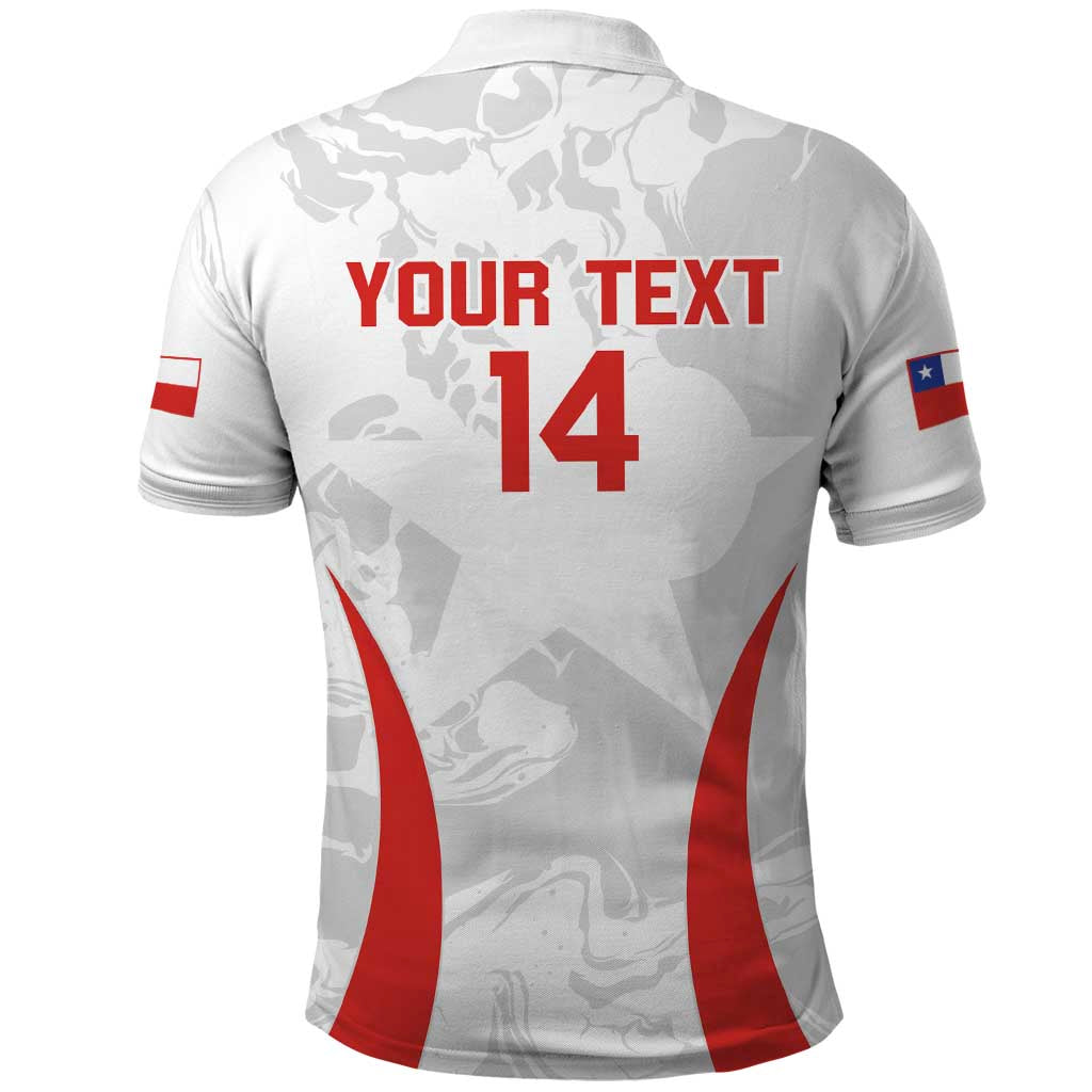 Custom Chile Football Polo Shirt 2024 Vamos La Roja - White LT14