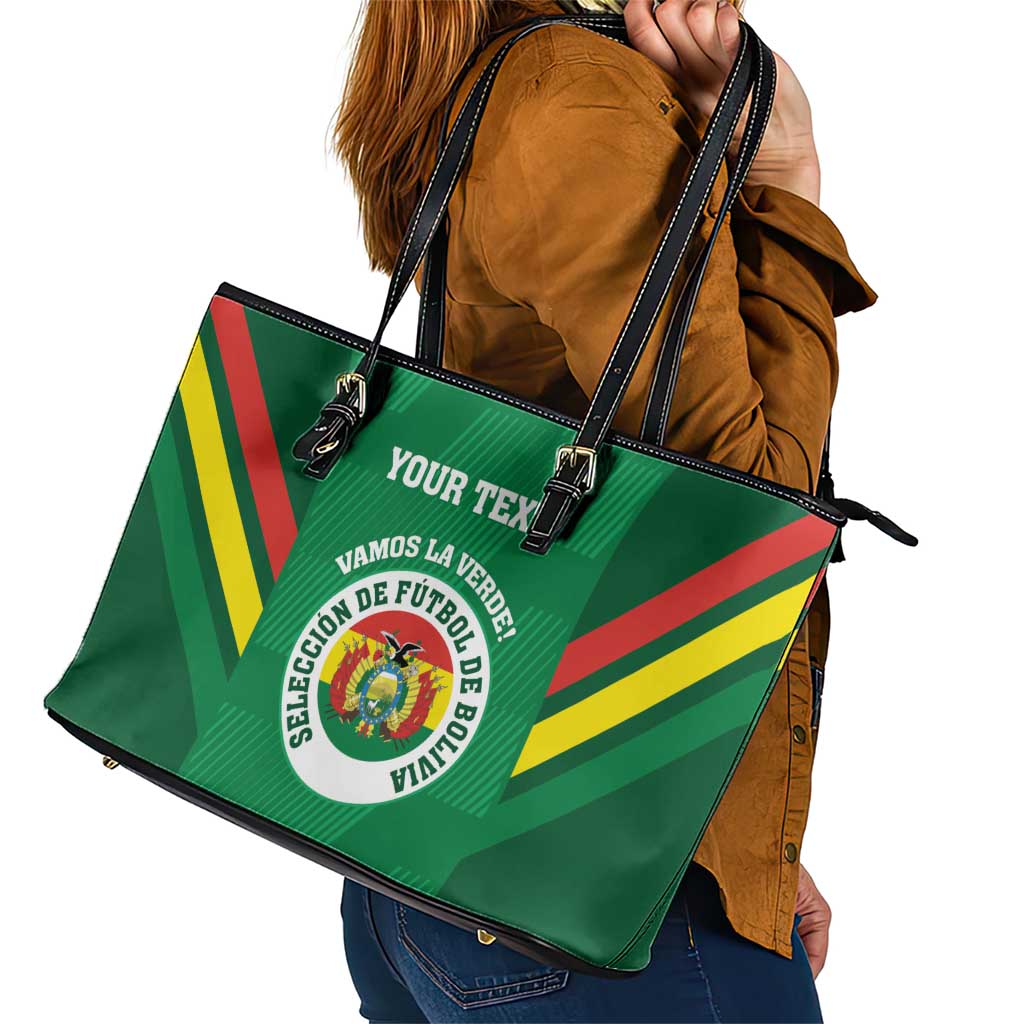 Custom Bolivia Football Leather Tote Bag 2024 Vamos La Verde - Green LT14