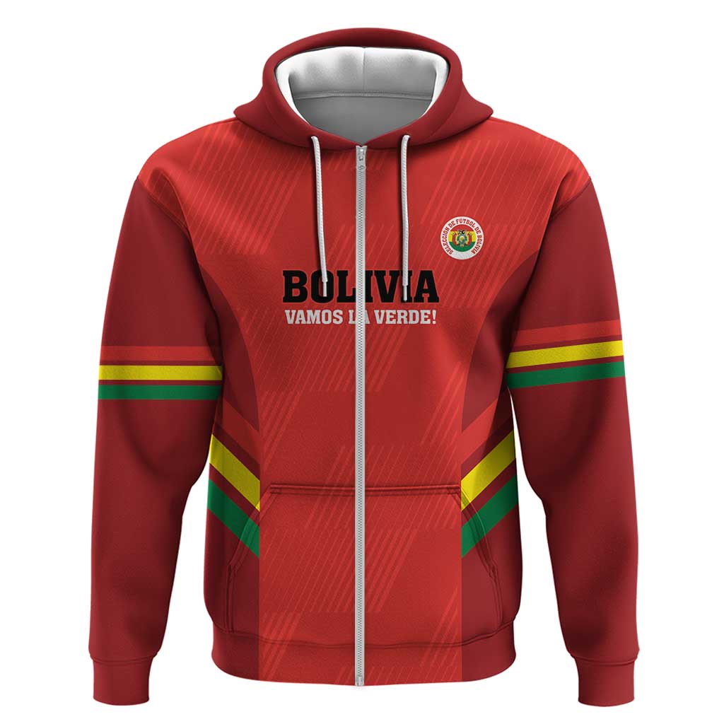Custom Bolivia Football Hoodie 2024 Vamos La Verde - Red LT14