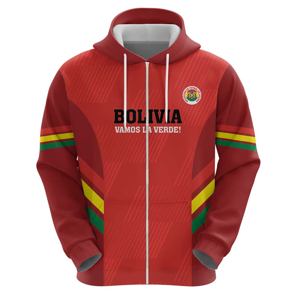 Custom Bolivia Football Hoodie 2024 Vamos La Verde - Red LT14