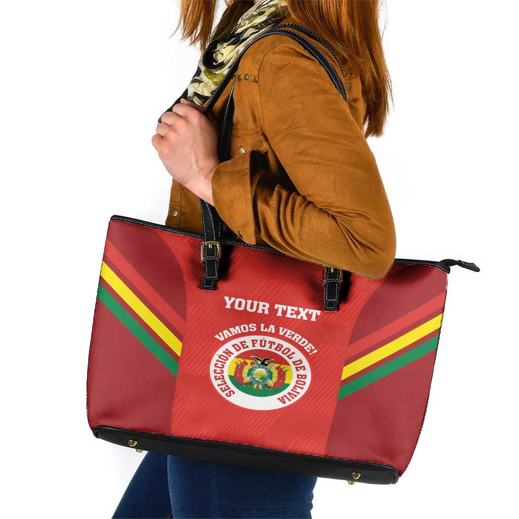 Custom Bolivia Football Leather Tote Bag 2024 Vamos La Verde - Red LT14
