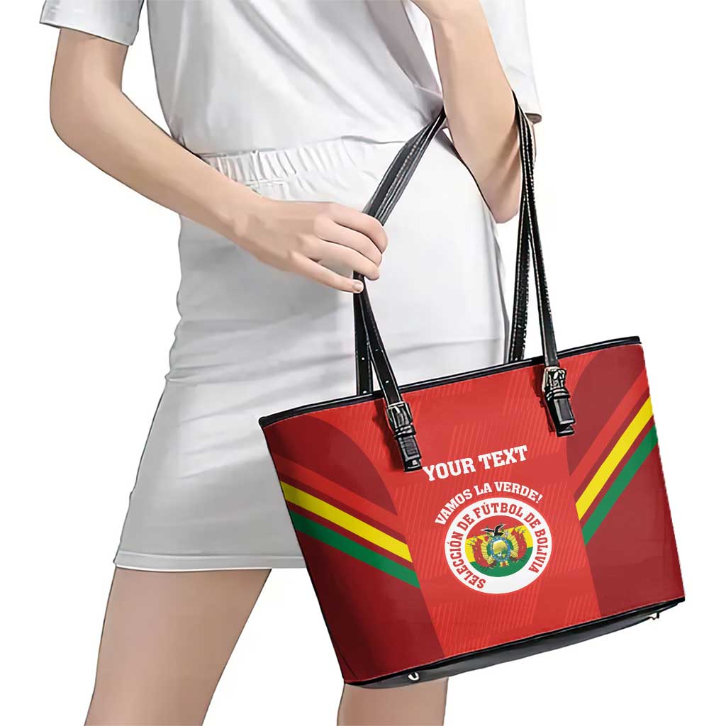 Custom Bolivia Football Leather Tote Bag 2024 Vamos La Verde - Red LT14