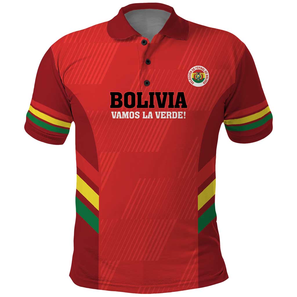 Custom Bolivia Football Polo Shirt 2024 Vamos La Verde - Red LT14