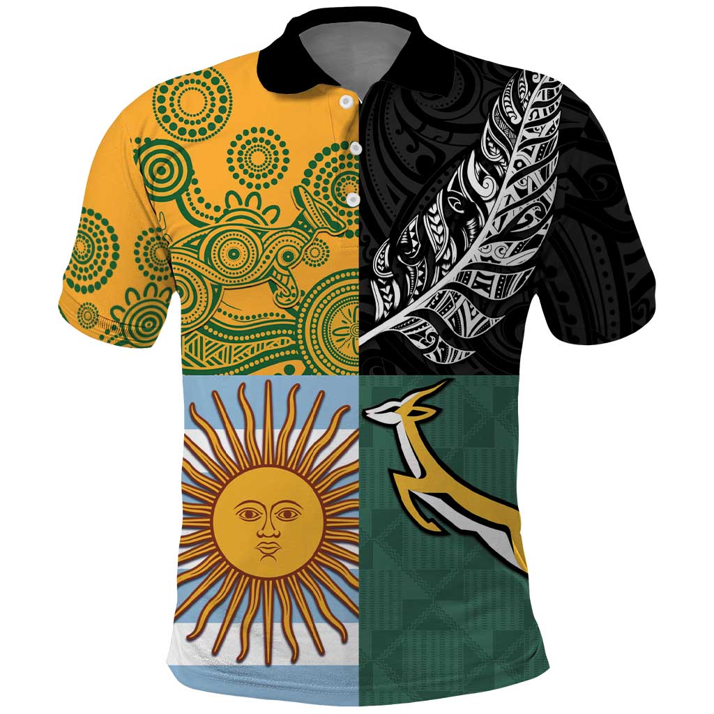 Personalised Rugby 2025 Championship Polo Shirt Combination of Southern Hemisphere Countries LT14