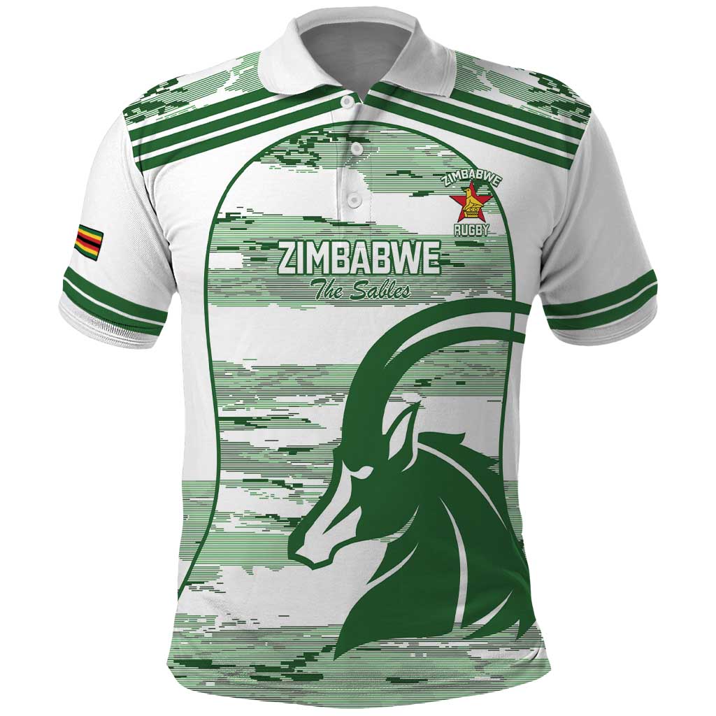 Zimbabwe Rugby Custom Polo Shirt Come On Sables White Version LT14