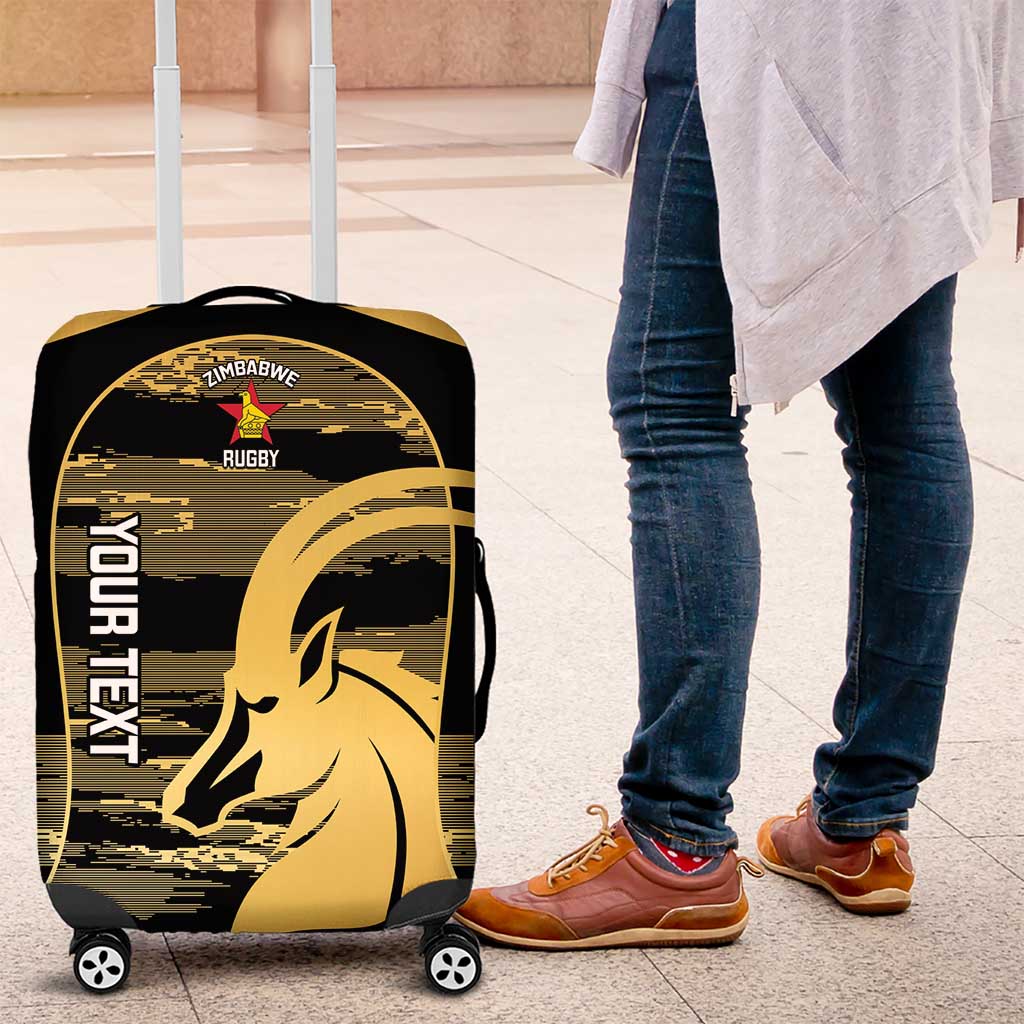Zimbabwe Rugby Custom Luggage Cover Come On Sables Gold Black Version LT14