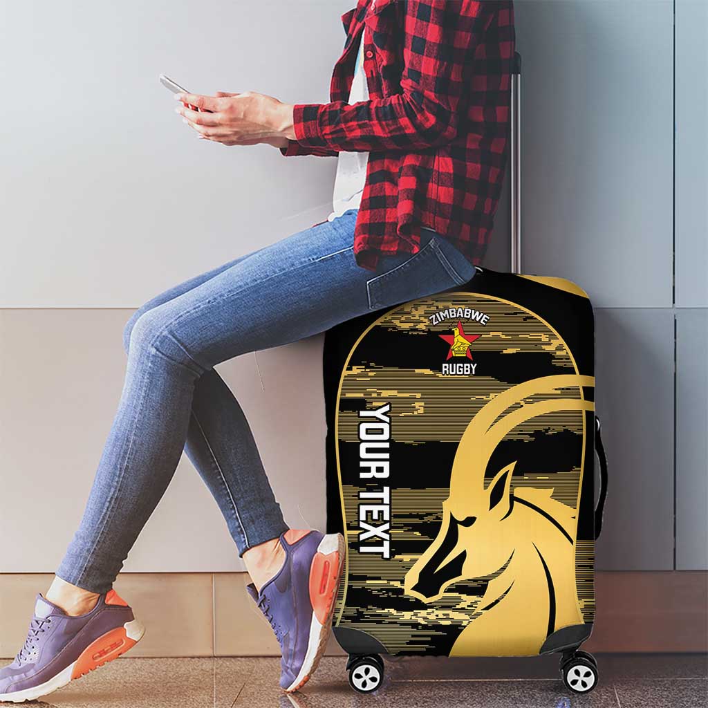 Zimbabwe Rugby Custom Luggage Cover Come On Sables Gold Black Version LT14