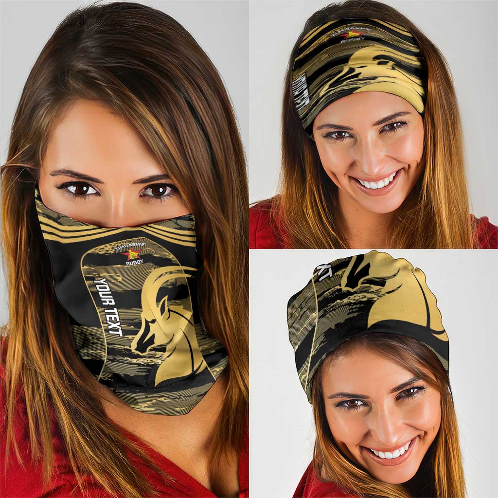 Zimbabwe Rugby Custom Neck Gaiter Come On Sables Gold Black Version LT14