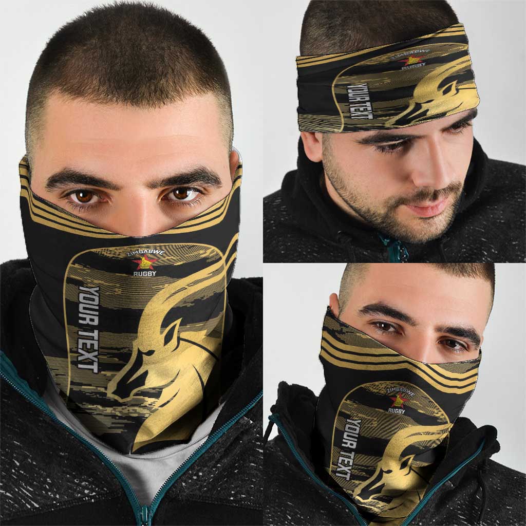 Zimbabwe Rugby Custom Neck Gaiter Come On Sables Gold Black Version LT14