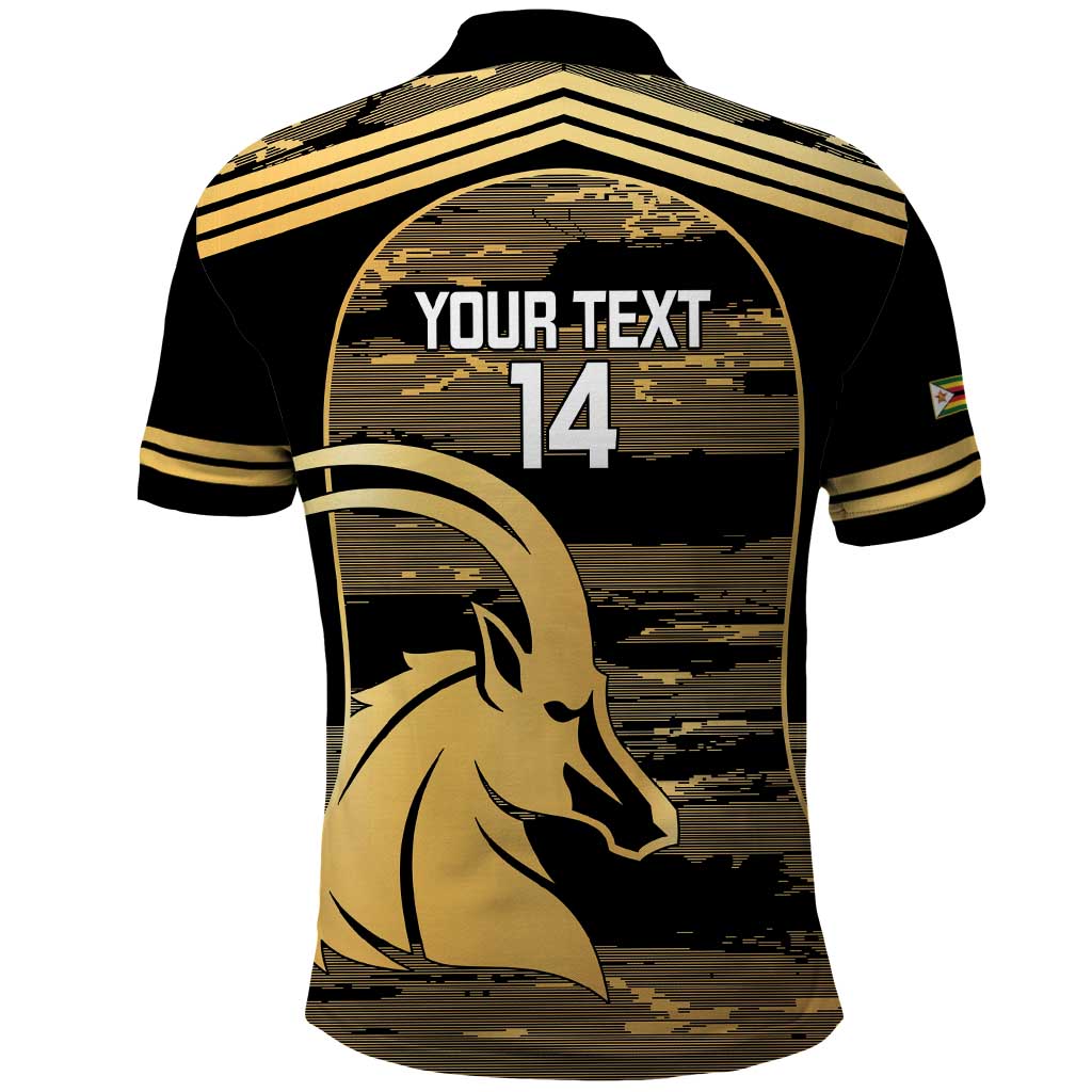 Zimbabwe Rugby Custom Polo Shirt Come On Sables Gold Black Version LT14