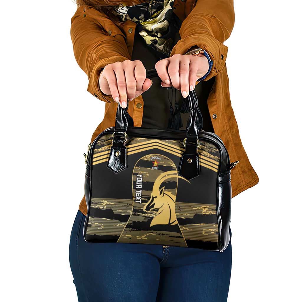 Zimbabwe Rugby Custom Shoulder Handbag Come On Sables Gold Black Version LT14