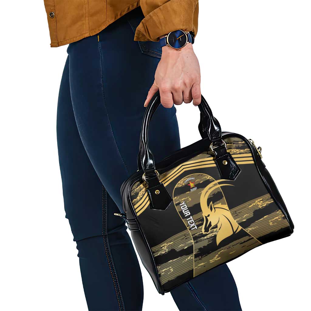 Zimbabwe Rugby Custom Shoulder Handbag Come On Sables Gold Black Version LT14