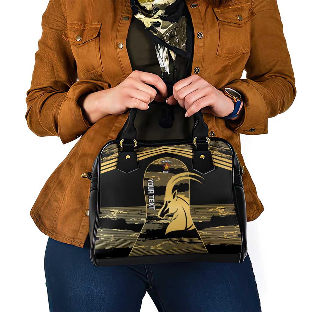 Zimbabwe Rugby Custom Shoulder Handbag Come On Sables Gold Black Version LT14