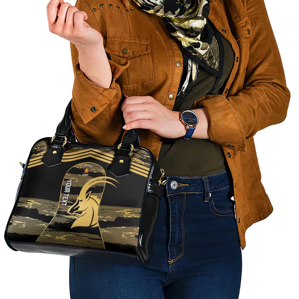 Zimbabwe Rugby Custom Shoulder Handbag Come On Sables Gold Black Version LT14