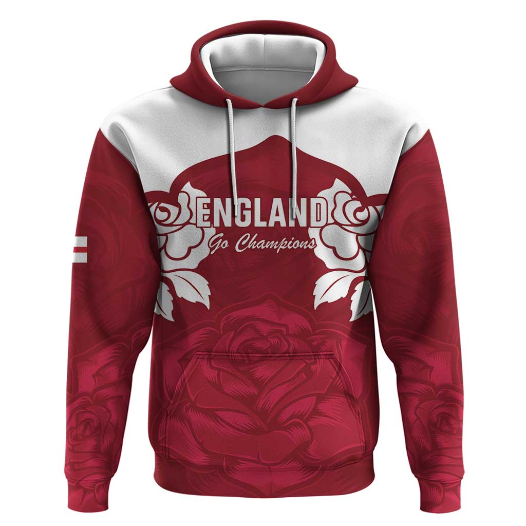 Custom England Rugby 2025 Hoodie Go Champions Red Rose LT14