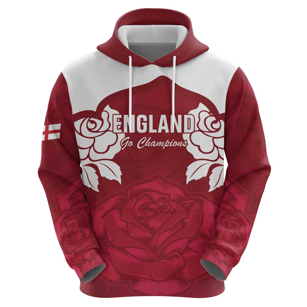 Custom England Rugby 2025 Hoodie Go Champions Red Rose LT14