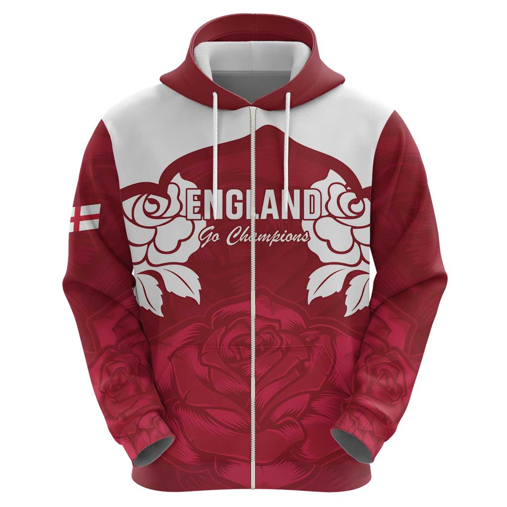 Custom England Rugby 2025 Hoodie Go Champions Red Rose LT14