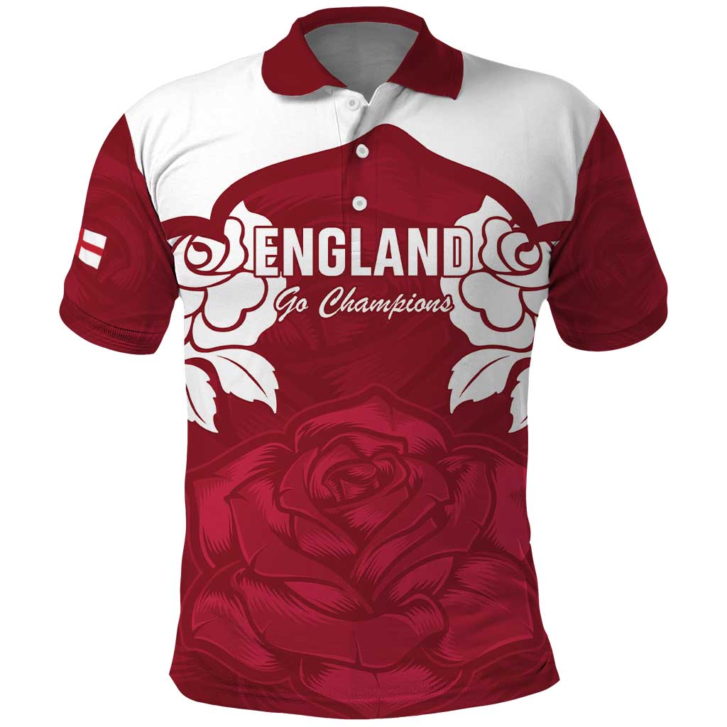 Custom England Rugby 2025 Polo Shirt Go Champions Red Rose LT14