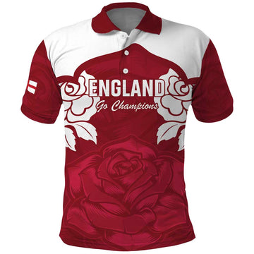 Custom England Rugby 2025 Polo Shirt Go Champions Red Rose LT14