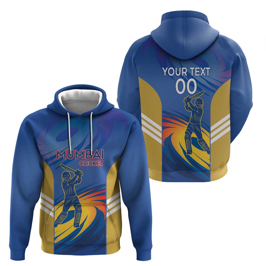 Custom Mumbai India Cricket Hoodie Go Champions LT14