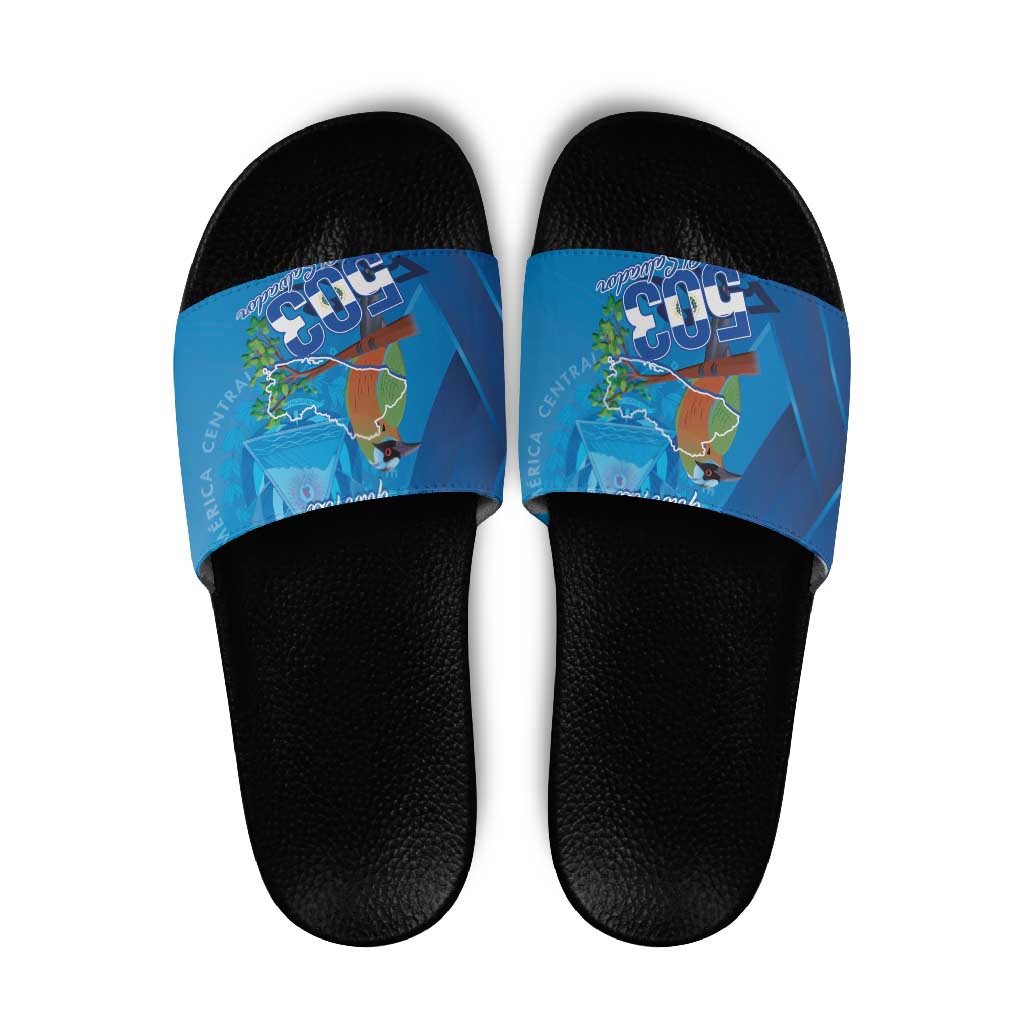 Personalized Que Viva El Salvador Slide Sandals Guardabarranco 503 Independence Day Proud LT14