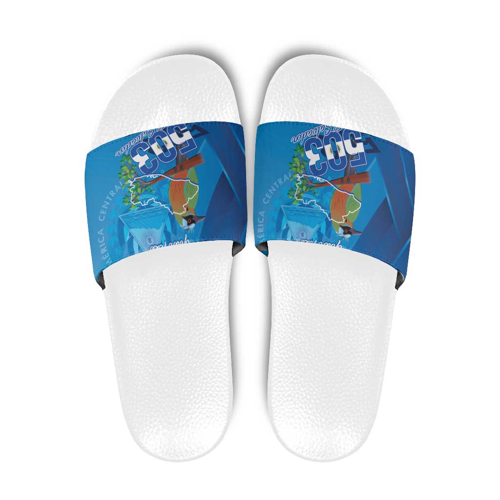 Personalized Que Viva El Salvador Slide Sandals Guardabarranco 503 Independence Day Proud LT14