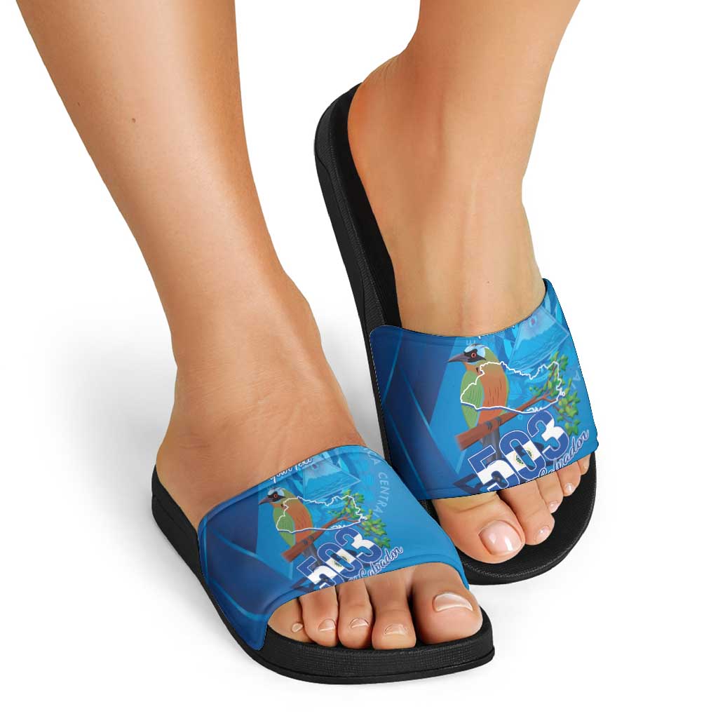 Personalized Que Viva El Salvador Slide Sandals Guardabarranco 503 Independence Day Proud LT14