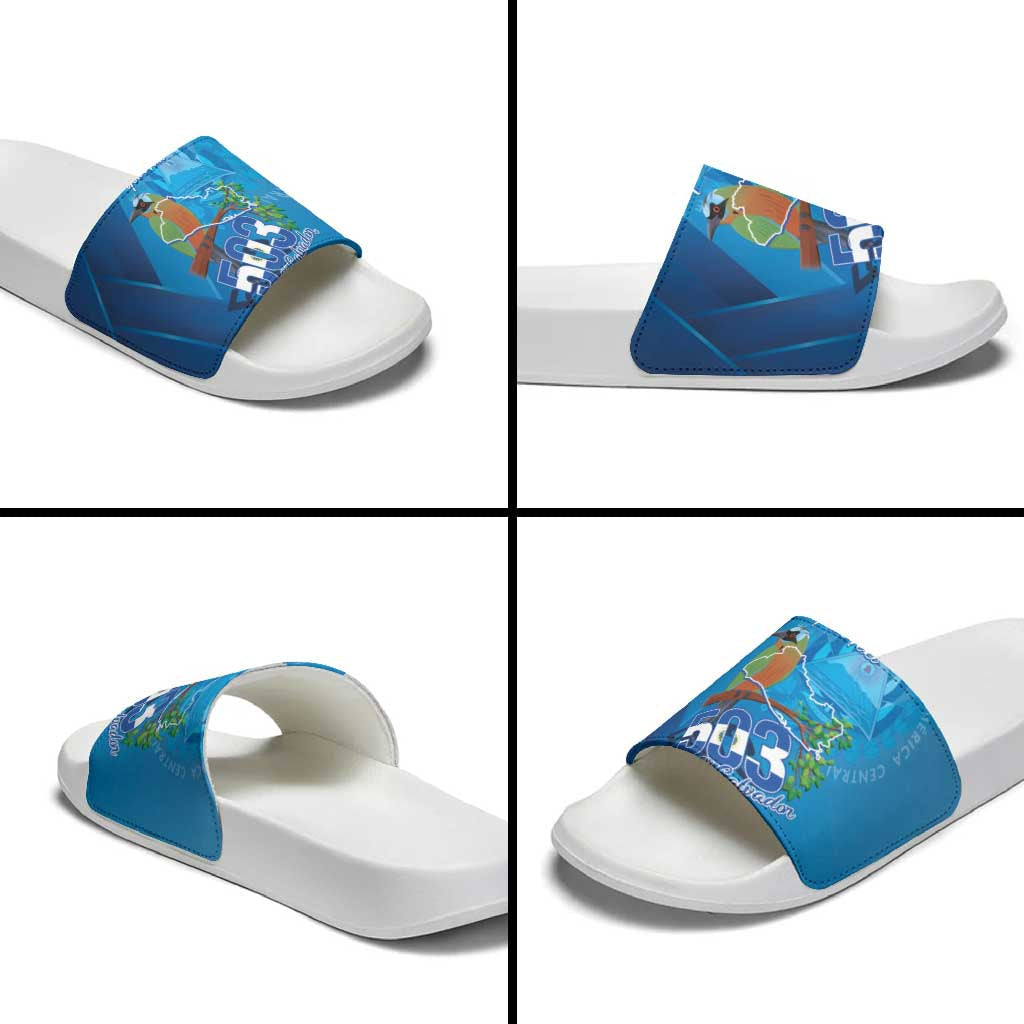 Personalized Que Viva El Salvador Slide Sandals Guardabarranco 503 Independence Day Proud LT14