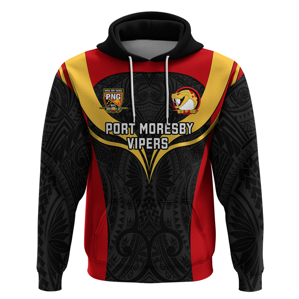 Custom Papua New Guinea Rugby Hoodie Port Moresby Vipers PNG Polynesian Pattern LT14