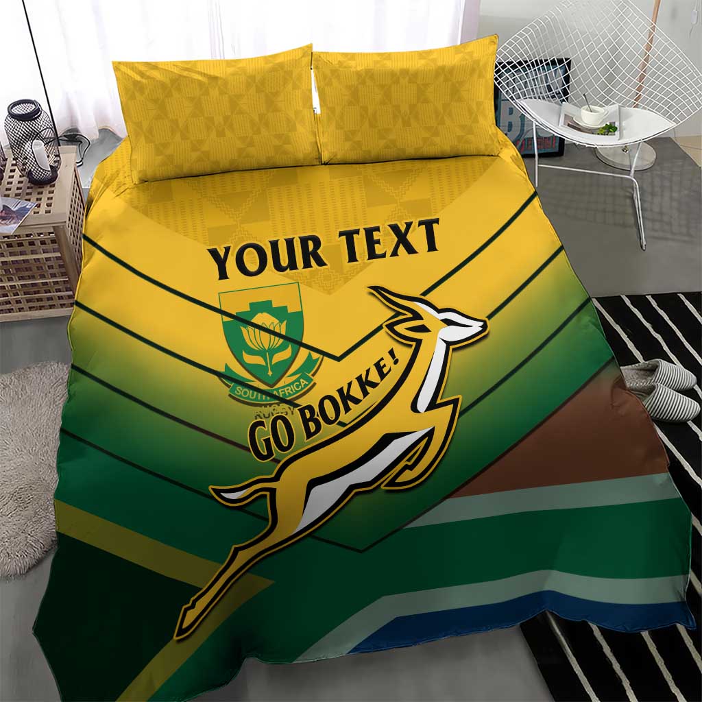Custom South Africa Rugby Bedding Set Springboks Go Champions African Pattern LT14