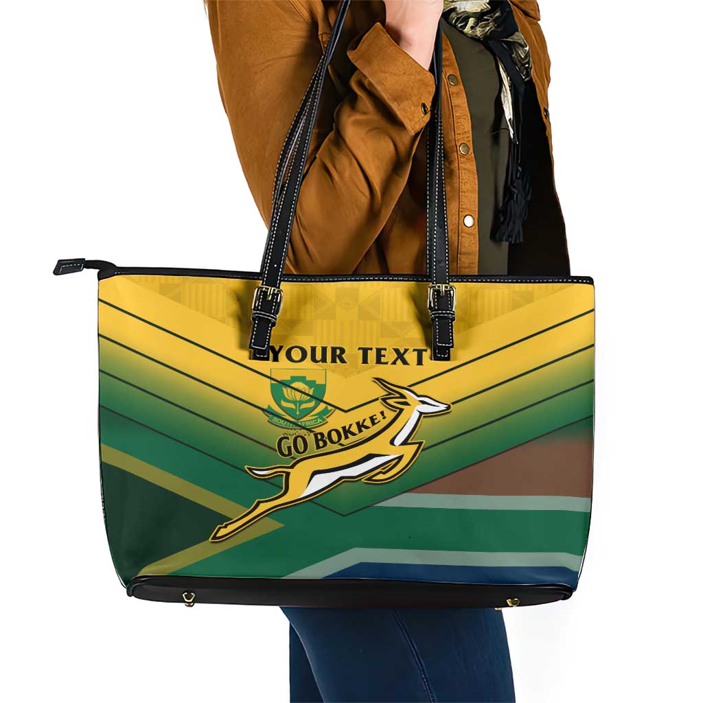 Custom South Africa Rugby Leather Tote Bag Springboks Go Champions African Pattern LT14