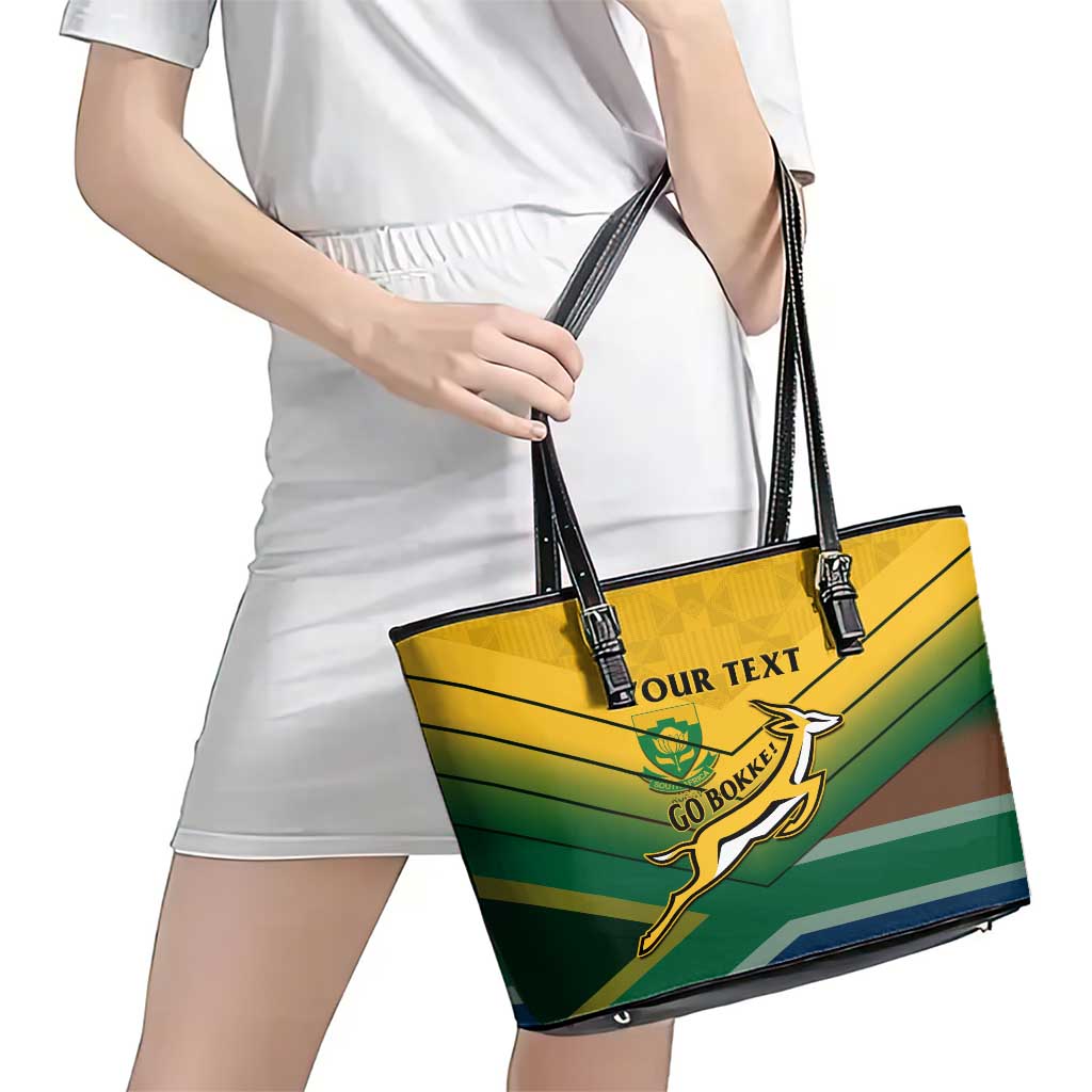 Custom South Africa Rugby Leather Tote Bag Springboks Go Champions African Pattern LT14