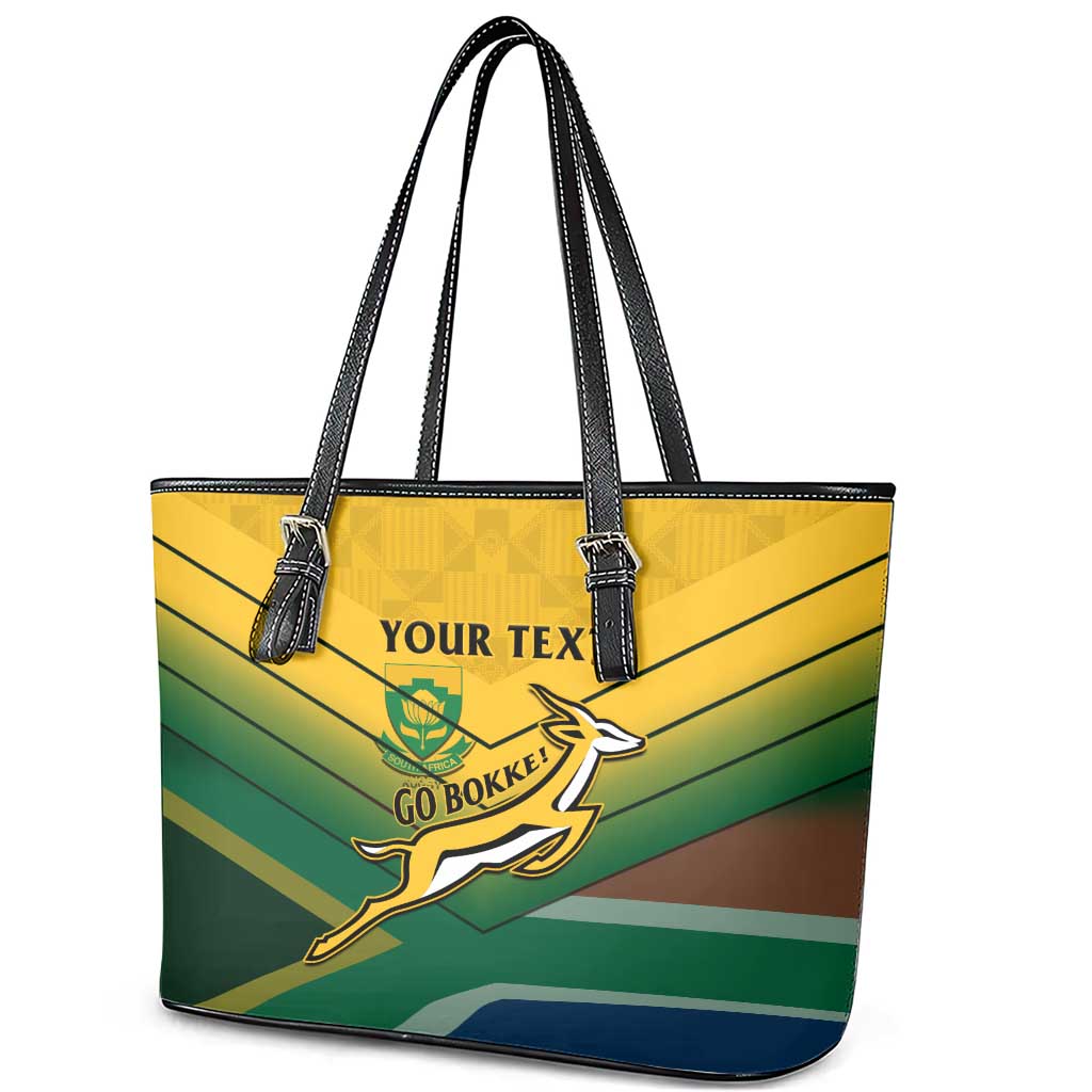 Custom South Africa Rugby Leather Tote Bag Springboks Go Champions African Pattern LT14