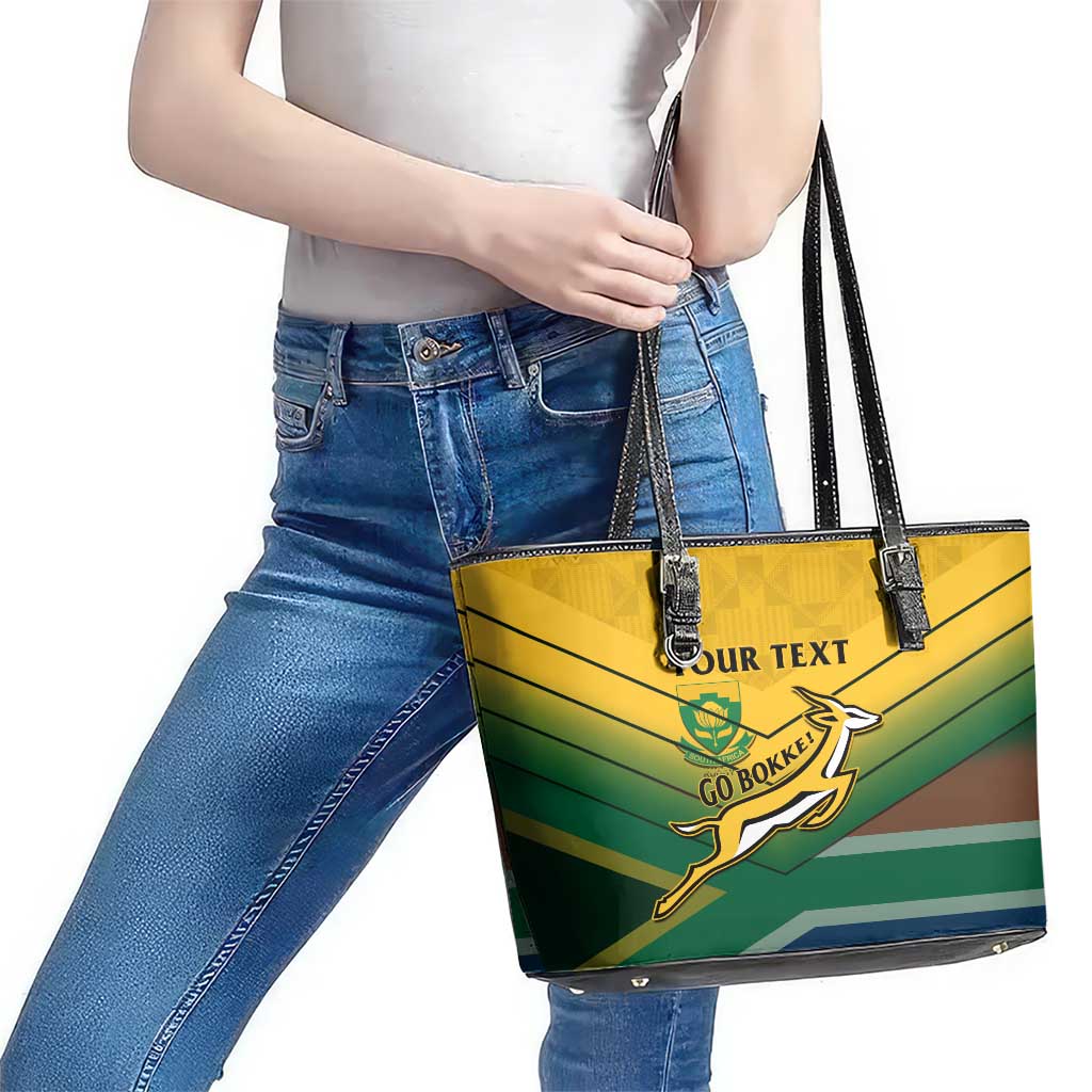 Custom South Africa Rugby Leather Tote Bag Springboks Go Champions African Pattern LT14