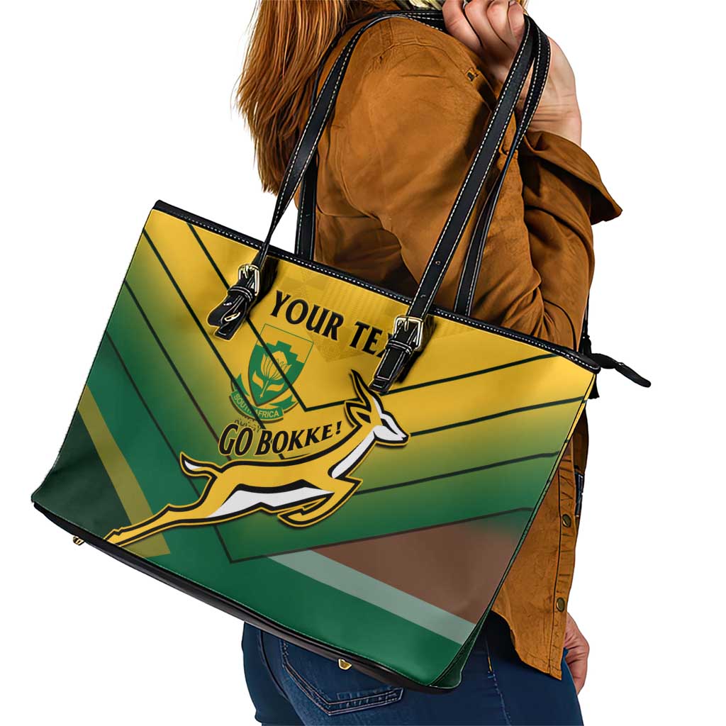 Custom South Africa Rugby Leather Tote Bag Springboks Go Champions African Pattern LT14