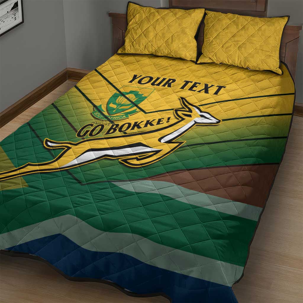 Custom South Africa Rugby Quilt Bed Set Springboks Go Champions African Pattern LT14