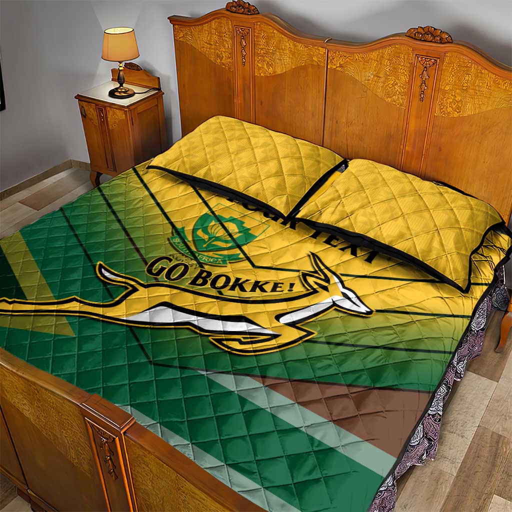 Custom South Africa Rugby Quilt Bed Set Springboks Go Champions African Pattern LT14