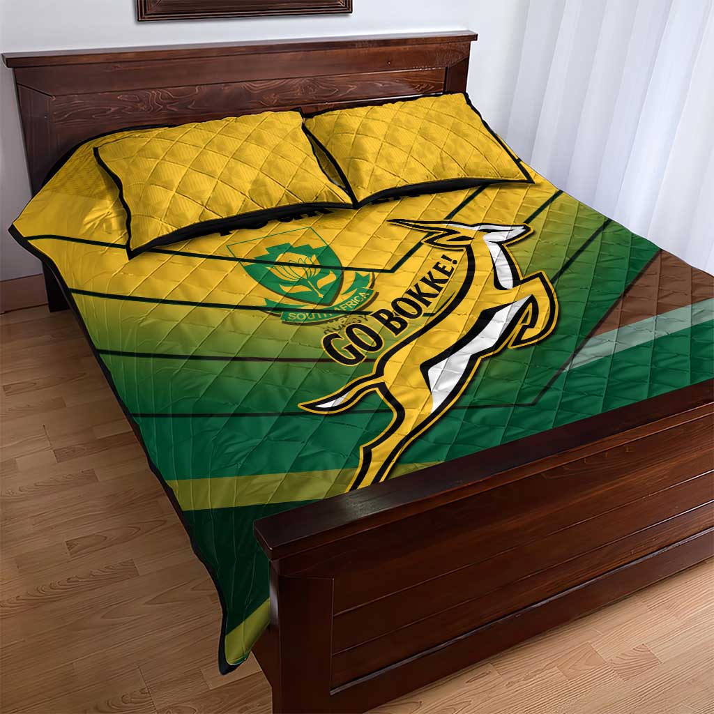 Custom South Africa Rugby Quilt Bed Set Springboks Go Champions African Pattern LT14