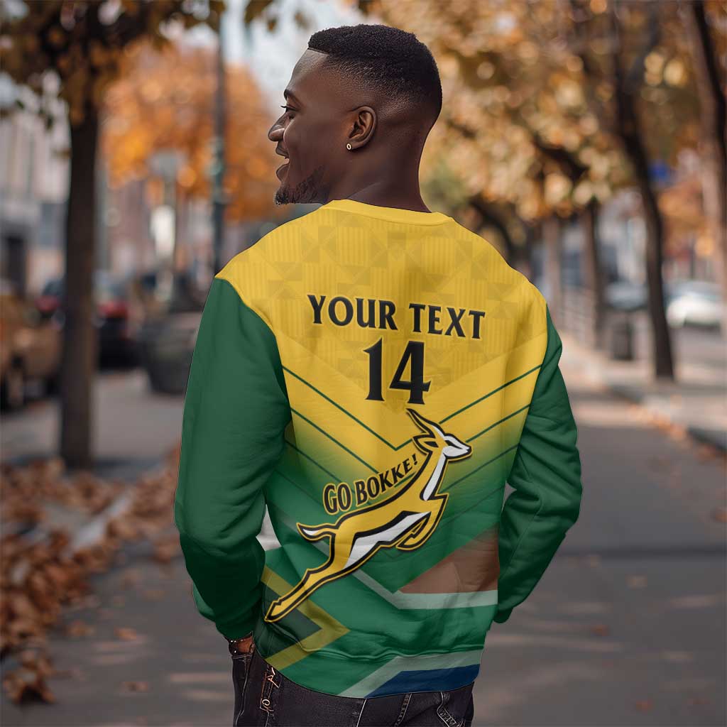 Custom South Africa Rugby Sweatshirt Springboks Go Champions African Pattern LT14