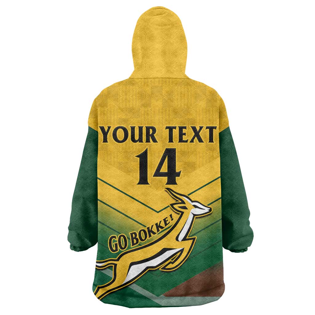 Custom South Africa Rugby Wearable Blanket Hoodie Springboks Go Champions African Pattern LT14