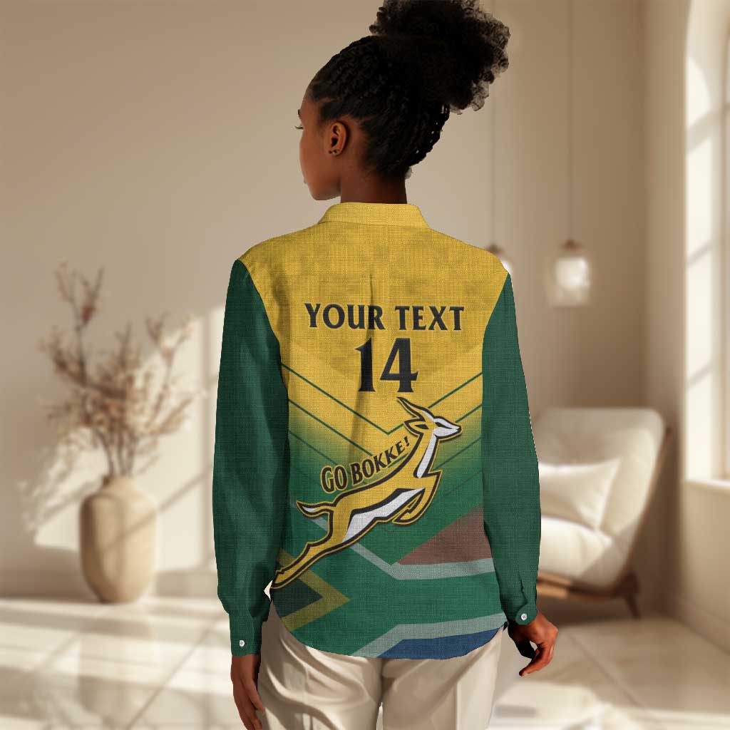 Custom South Africa Rugby Women Casual Shirt Springboks Go Champions African Pattern LT14